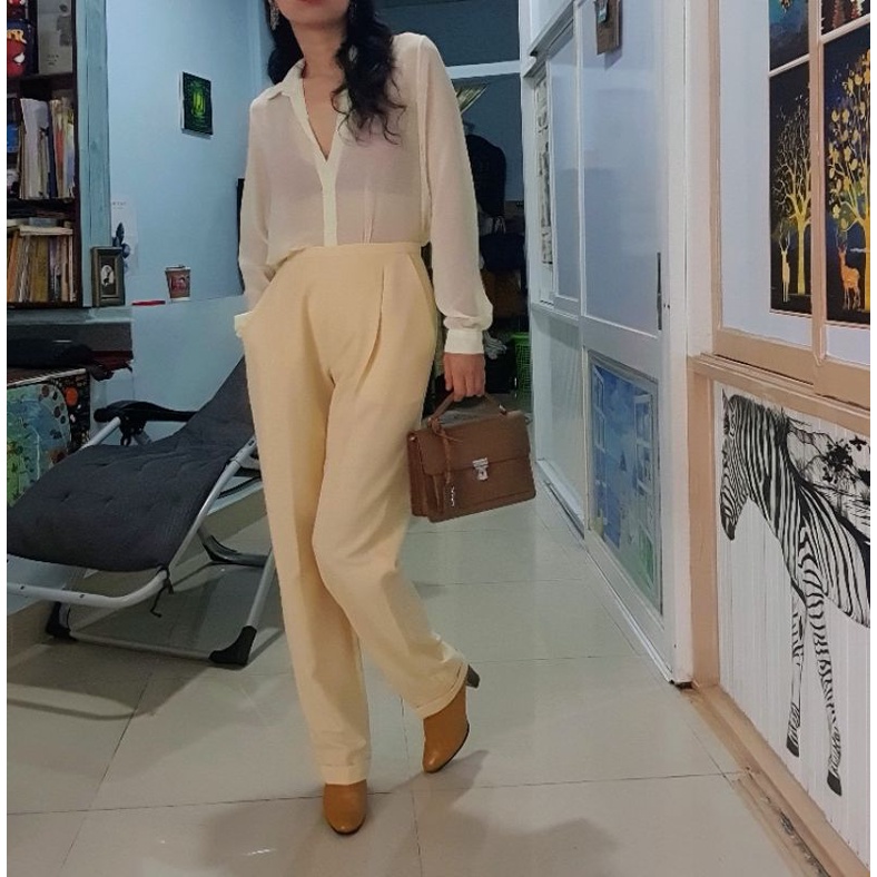 Túi công sở, da bò thật, màu nâu tây, hàng si