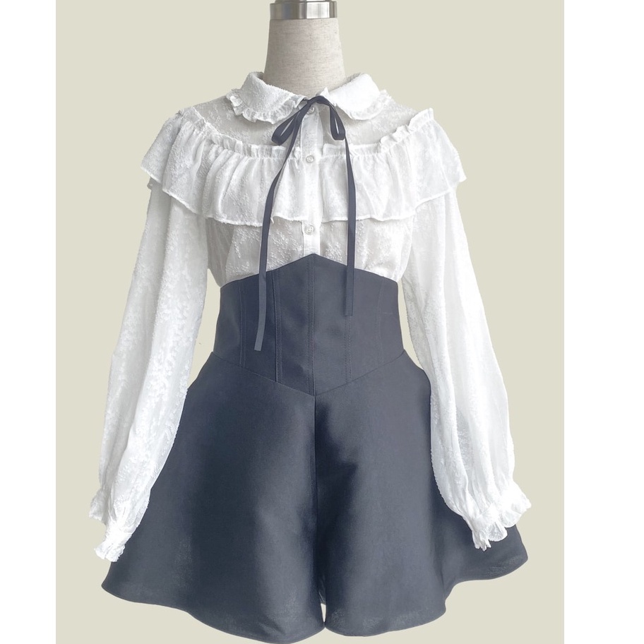 Áo sơ mi Chillgals xếp bèo nhún phối nơ AO-006