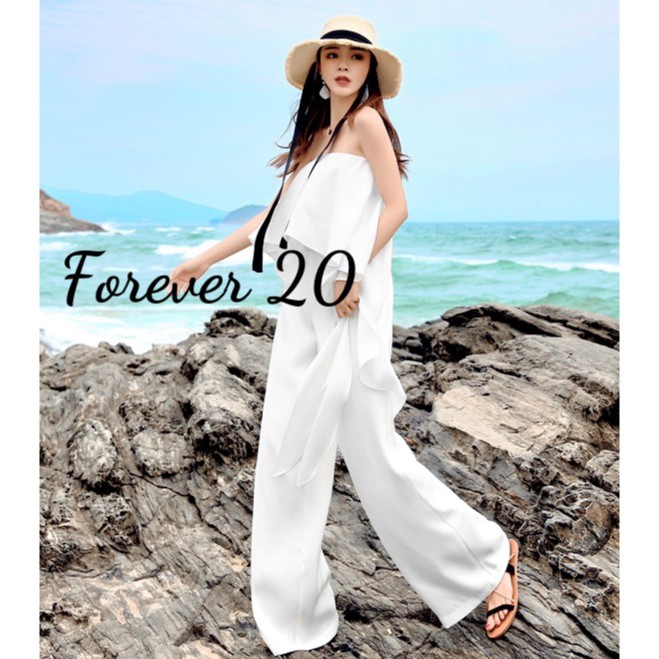 Đồ bay nữ, jumpsuit dài, ống rộng, chất lụa trắng ME'S DIARY | BigBuy360 - bigbuy360.vn