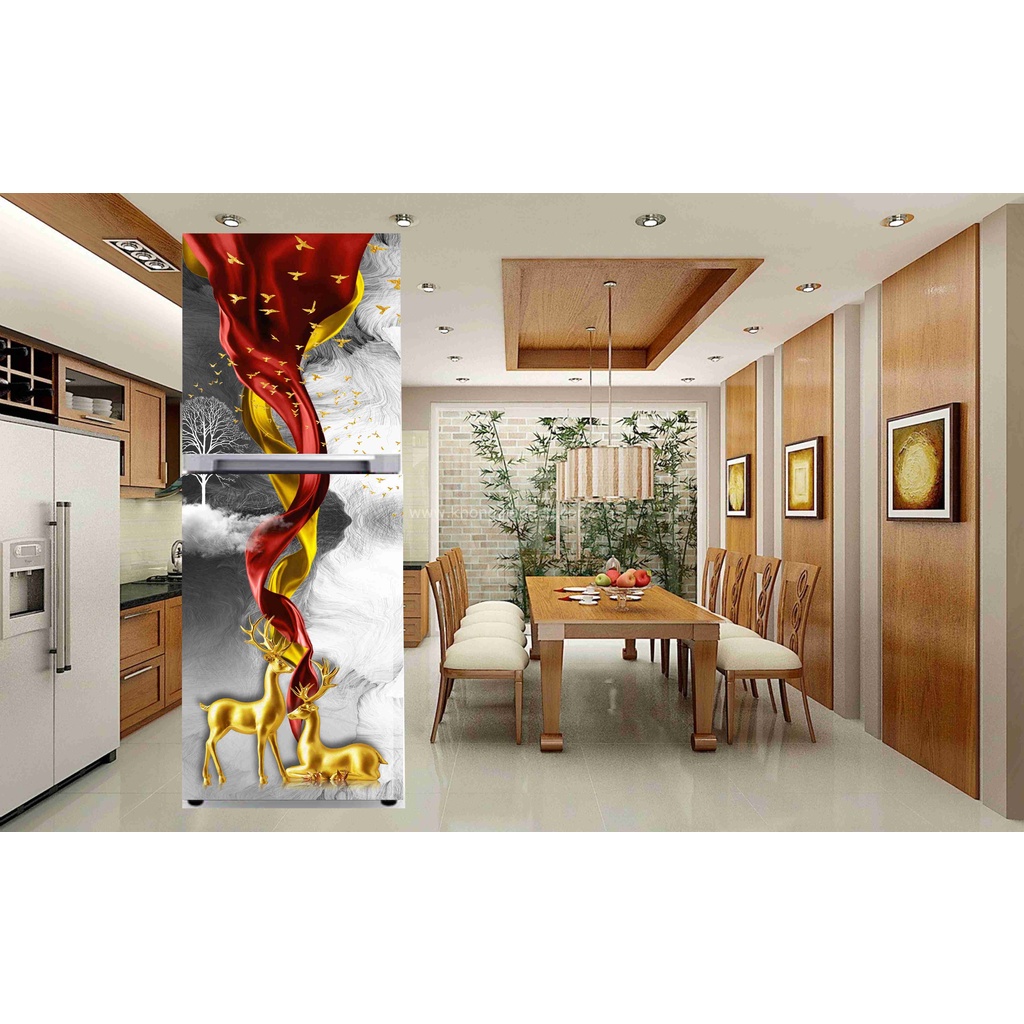 Miếng dán decal tủ lạnh 3D chất liệu cao cấp chống nước - Trang trí nhà cửa - mẫu mã đa dạng nhận in theo yêu cầu