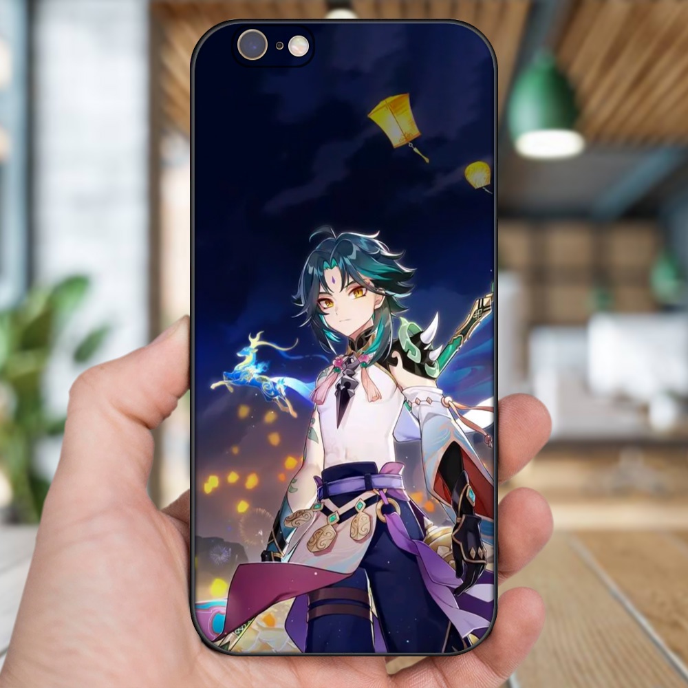 Ốp lưng iPhone 6, 6s dẻo đen cạnh vuông in hình Xiao Genshin Impact