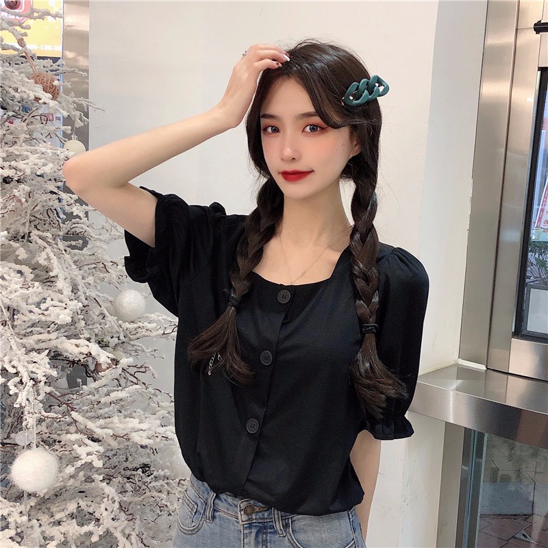 Áo Sơ Mi Tay Ngắn Dáng Rộng Phong Cách Hàn Quốc Thời Trang Mùa Hè Cho Nữ