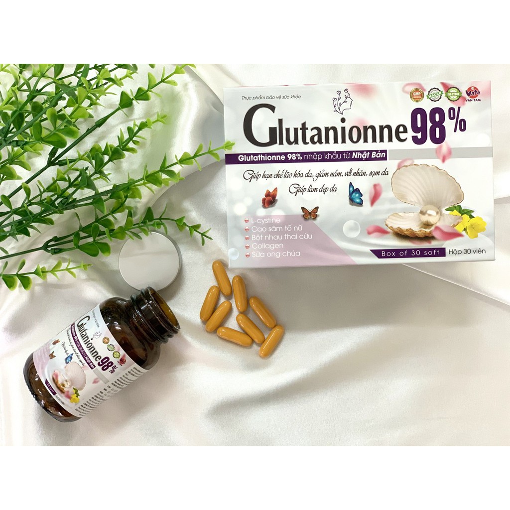 Glutanione 98%, viên uống Trắng da bật tông tự nhiên hiệu quả nhất
