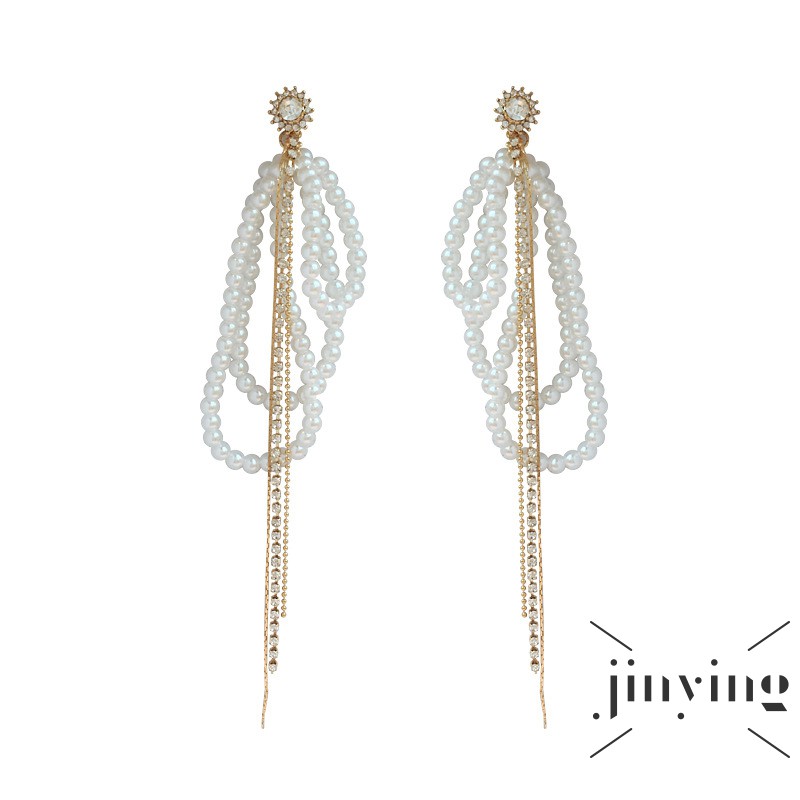 Bông tai nữ GETNOIVAS ngọc trai dáng dài thời trang