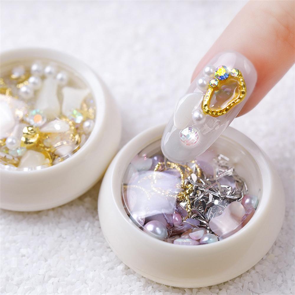 Miếng Dán Trang Trí Móng Tay Nghệ Thuật|Dây Chuyền Hợp Kim Tự Nhiên Nhiều Kích Cỡ Hạt Kim Sa Hình Hoa 3D Đính Móng Nghệ Thuật