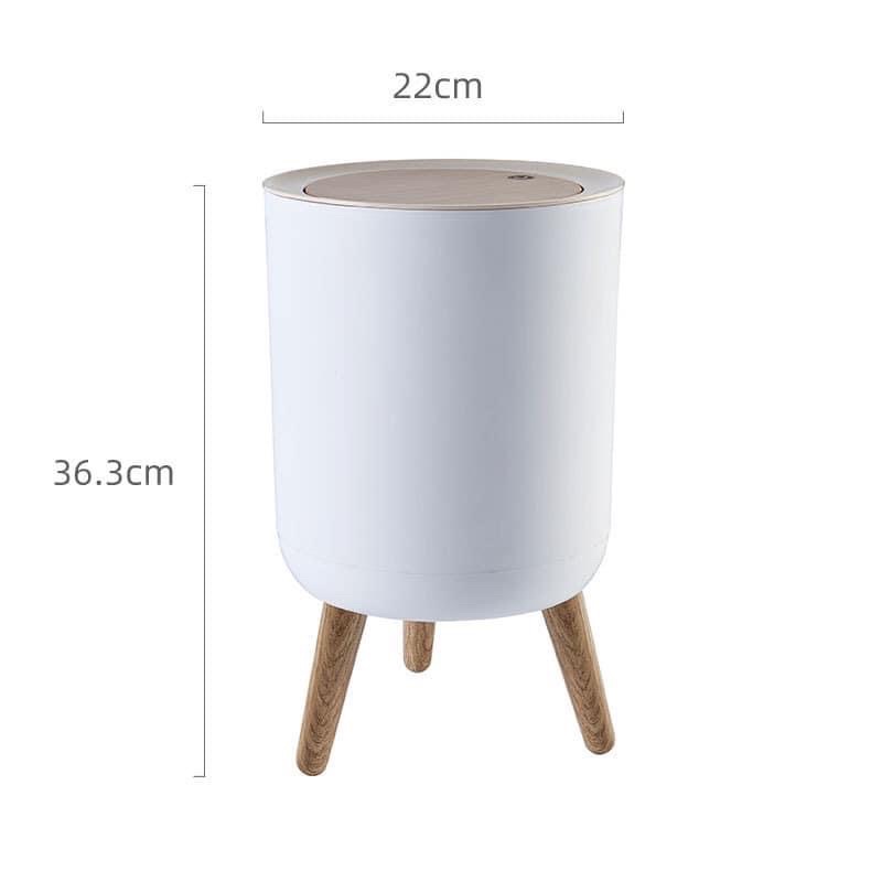 Thùng rác nắp kín chân giả gỗ, phong cách Hàn Quốc - Gọn Decor