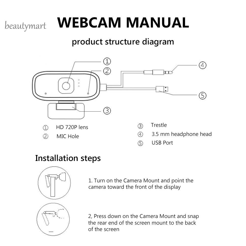 Webcam Usb 2.0 720p Tích Hợp Micro Cho Pc Laptop | BigBuy360 - bigbuy360.vn