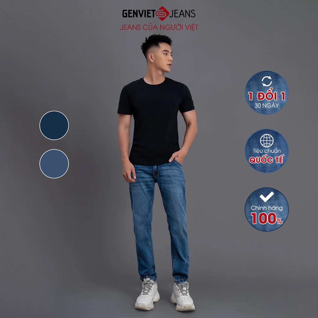 Quần Jeans Nam Ống Col Đứng Basic Đơn Giản GENVIET Cao Cấp T1108J2221