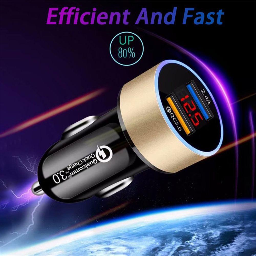 Cục Sạc Nhanh 2 Cổng USB QC3.0 Thông Dụng Cho Xe Hơi