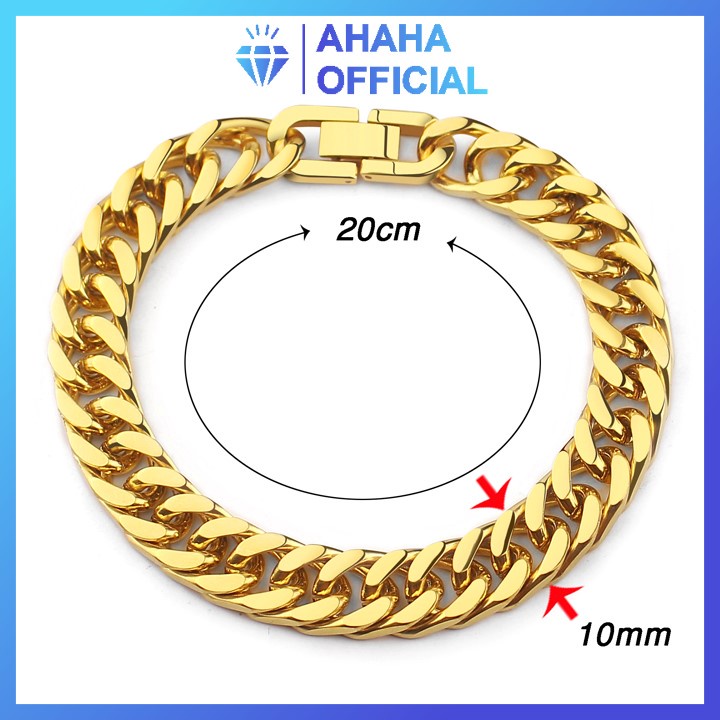 Lắc tay nam kiểu lặc đôi titan cao cấp rẻ đẹp khóa bộ cao cấp inox thép không gỉ ahaha.official cỡ 10mm mạ vàng PTLTNA16