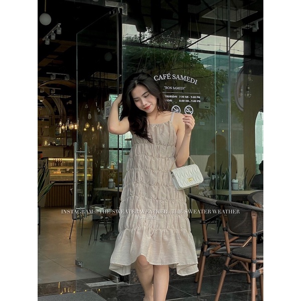 Váy maxi voan nhún kèm váy hai dây lót trong the.sweaterweather TSW (Ảnh thật)