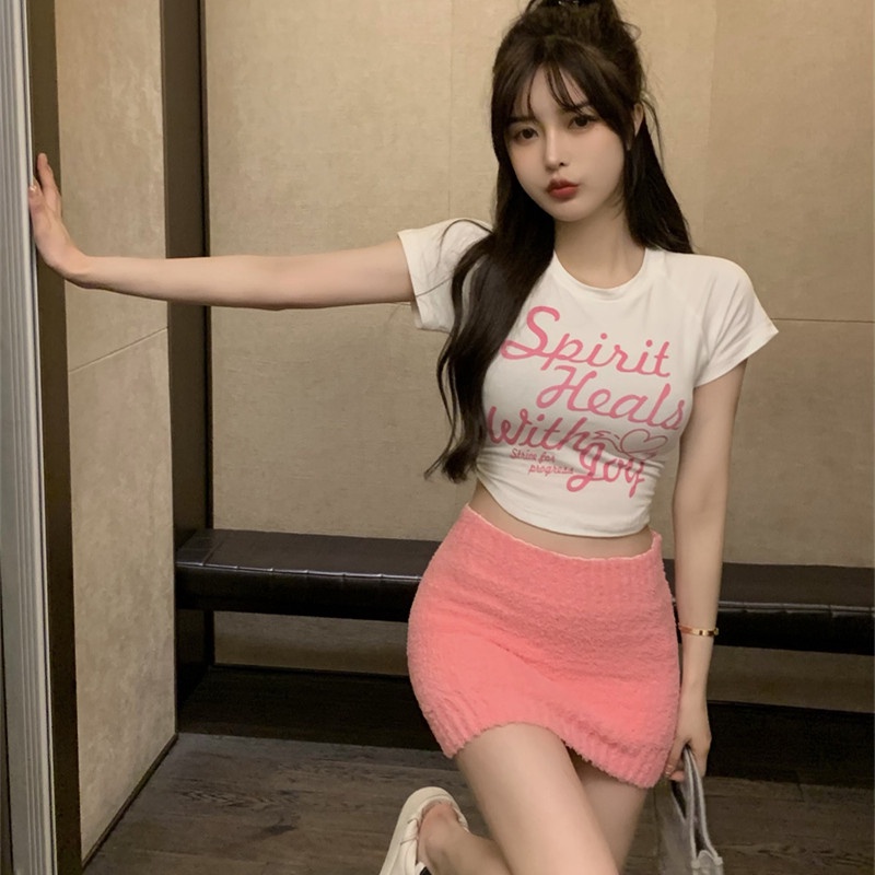 Áo Thun Tay Ngắn Hở Rốn Dễ Thương Dành Cho Nữ