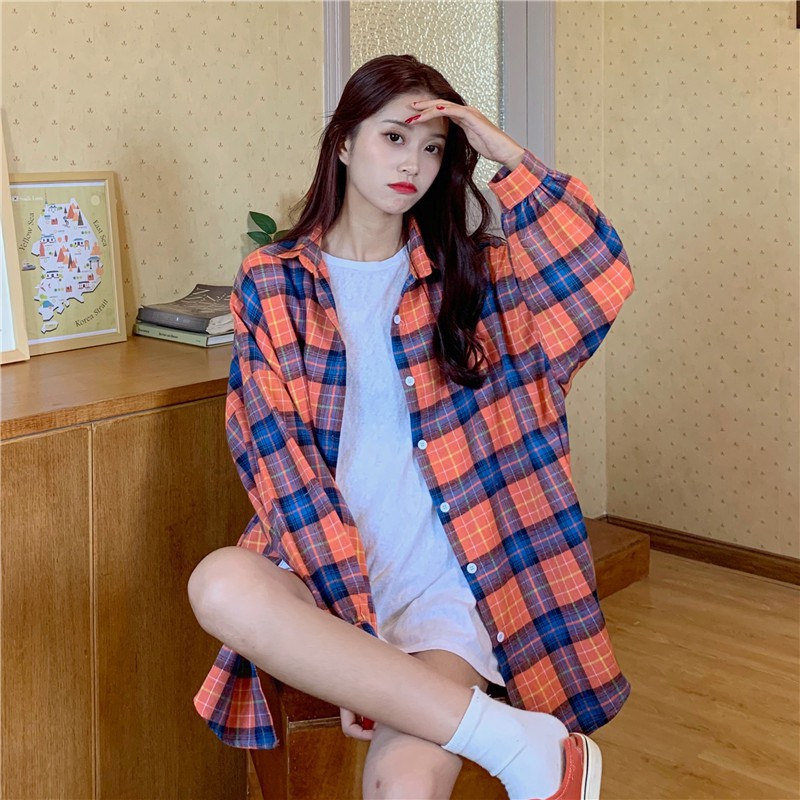 Áo Khoác Sơ Mi Flannel KẺ CARO Dài Tay From Rộng Nhiều Màu