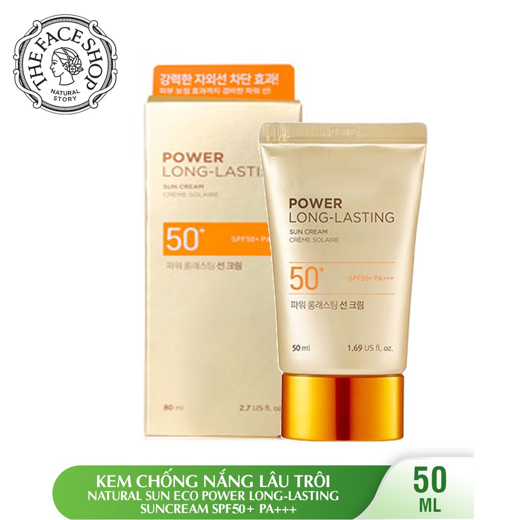 KEM CHỐNG NẮNG ĐA CHỨC NĂNG NATURAL SUN ECO POWER LONG-LASTING SUN CREAM THE FACE SHOP 50ML