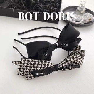 Cài tóc nơ hoa văn caro đen trắng, phụ kiện tóc BOT DORIS