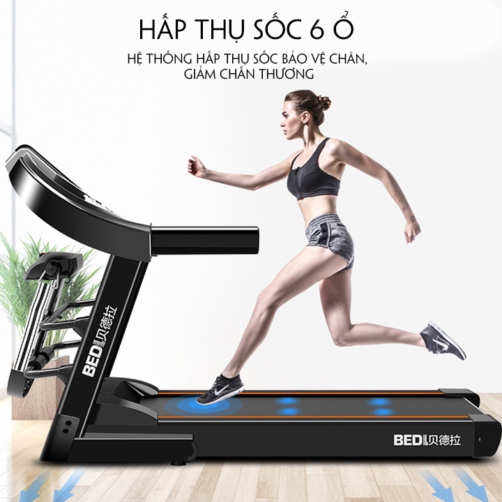 (Có loa bluetooth) Máy chạy bộ phiên bản cao cấp, Máy tập đa năng gấp gọn, Có đai massage đánh mỡ bụng, tập cơ, gập bụng