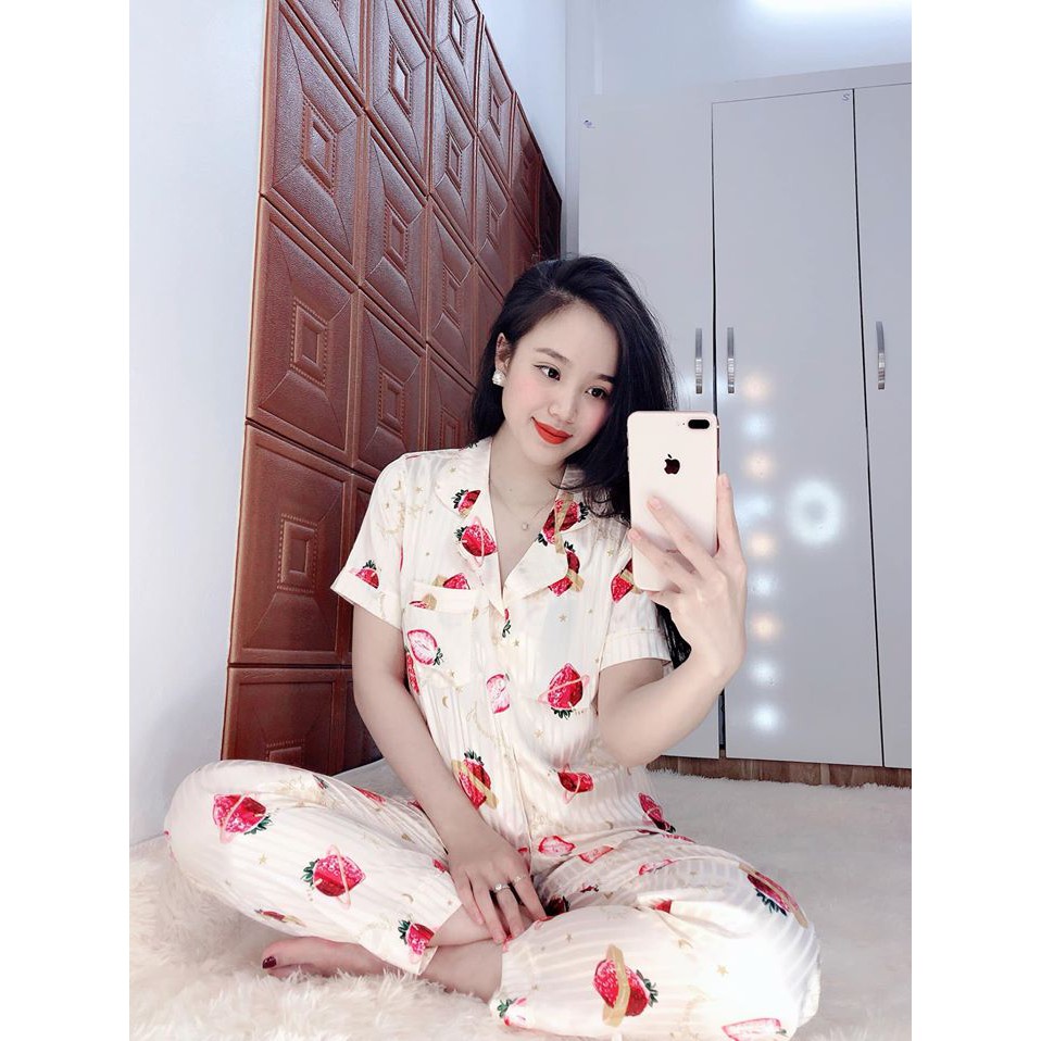 Bộ lụa đẹp🔥FREESHIP🔥 Đồ bộ lụa Gấm hình dâu | BigBuy360 - bigbuy360.vn