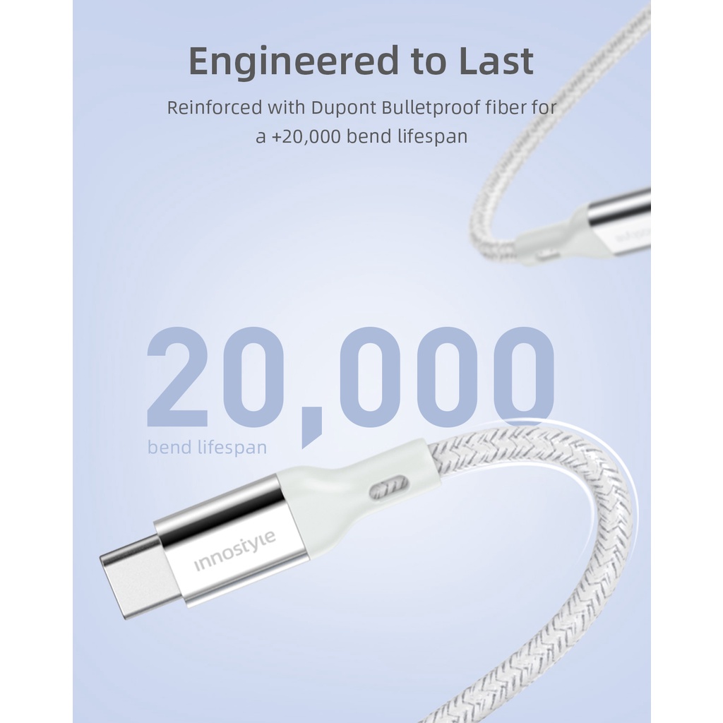 Cáp Innostyle Powerflex USB-C to Ligh_ning 1.5M 20/30/60W ICL150AL