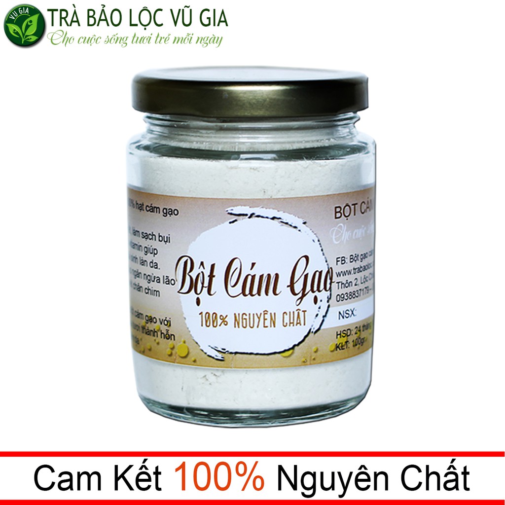 Bột Cám Gạo Nguyên Chất Vũ Gia (100g/hũ) - Sản phẩm thiên nhiên đắp mặt nạ  - Đã được kiểm nghiệm y tế