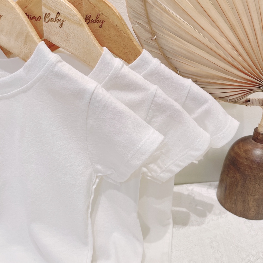 Áo cotton cộc tay màu trắng trơn mùa hè cho bé QA28 Mimo Baby