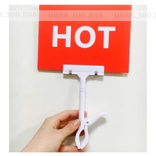 Kẹp quảng cáo V01đen, trắng sữa, trắng trong, kẹp 2 đầu bằng mica chuyên dùng kẹp biển sale, giấy sale