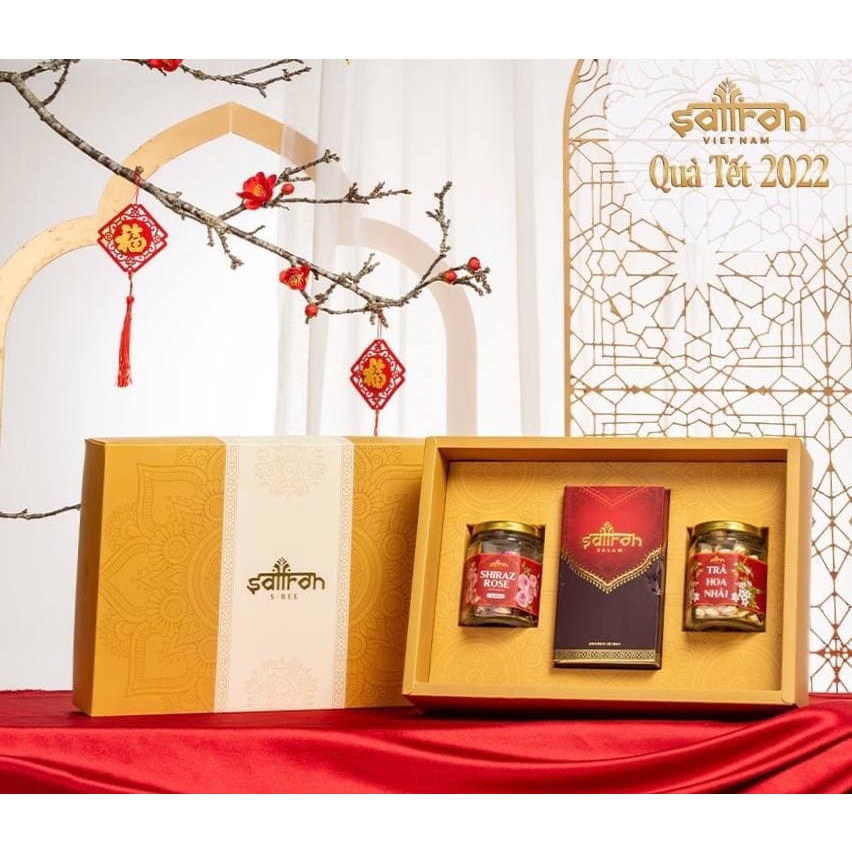Set quà Tặng Saffron cao cấp kèm trà hoa năm 2023