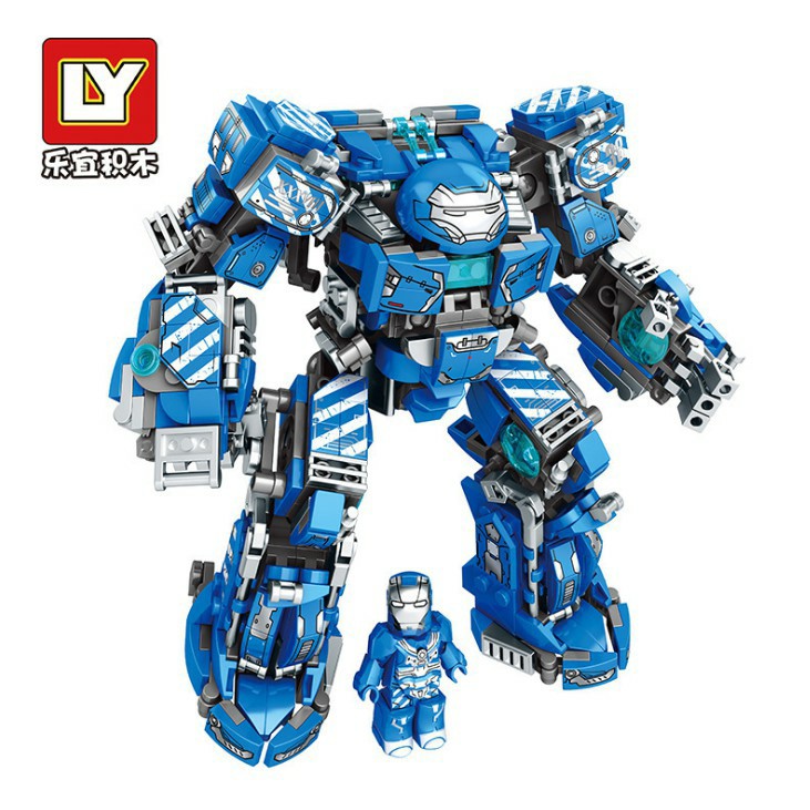 Bộ Marvel Lắp Ráp Xếp Hình Mô Hình Robot Hulkbuster Iron Man Xanh MK38 602 Khối LY76020
