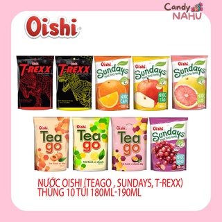 Nước Oishi teago , sundays, t-rexx thùng 10 túi 180ml-190ml