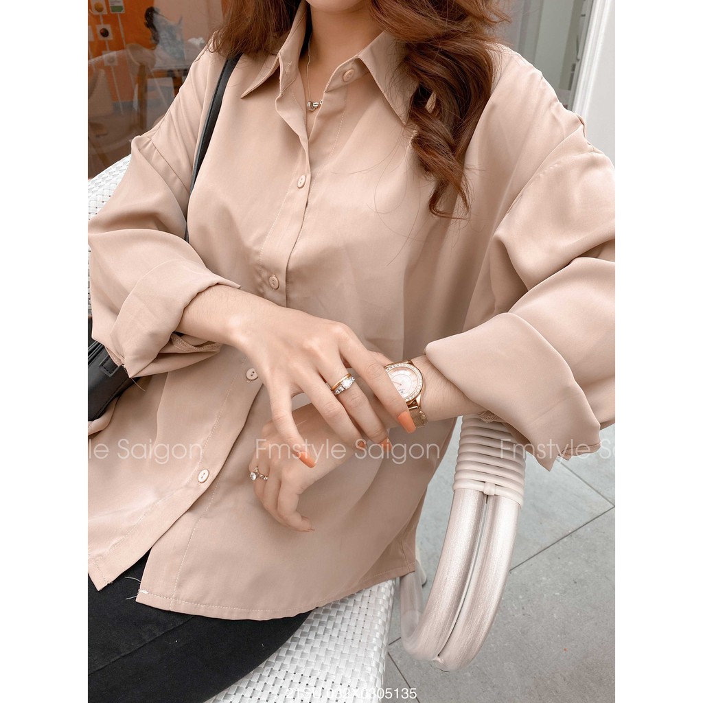 [Mã WASKT304 giảm 15% tối đa 30K đơn 99K] Áo sơ mi tay dài cổ bẻ trơn ulzzang thời trang nữ Fmstyle Saigon 21SU042X2201 | BigBuy360 - bigbuy360.vn