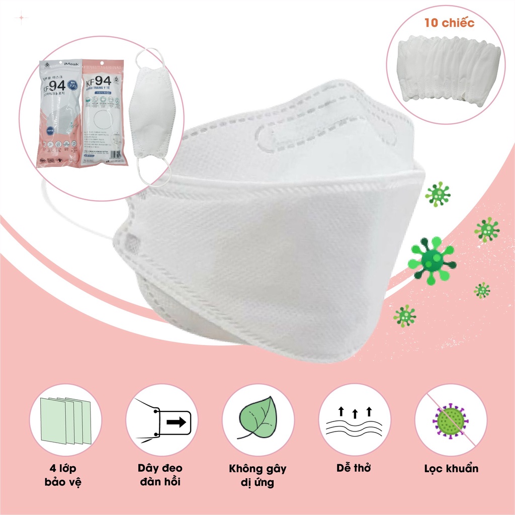 Set Khẩu trang KF94 10 Cái, Khẩu trang 4 Lớp Kháng Khuẩn AK MASK Công Nghệ Hàn Quốc, Chống Bụi Mịn - nutivegan