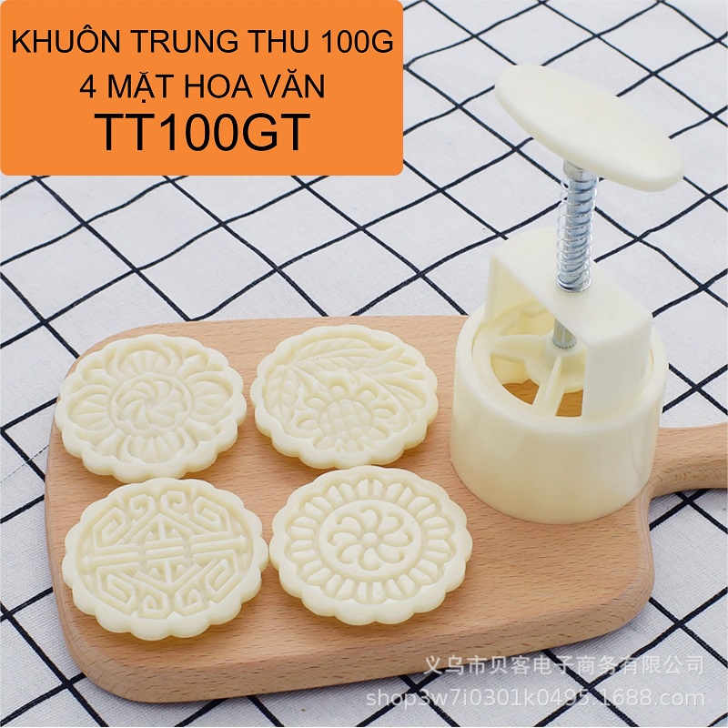 Khuôn bánh trung thu Dụng Cụ Làm Bánh 100g lò xo 2022 nhiều hoa văn - TT100