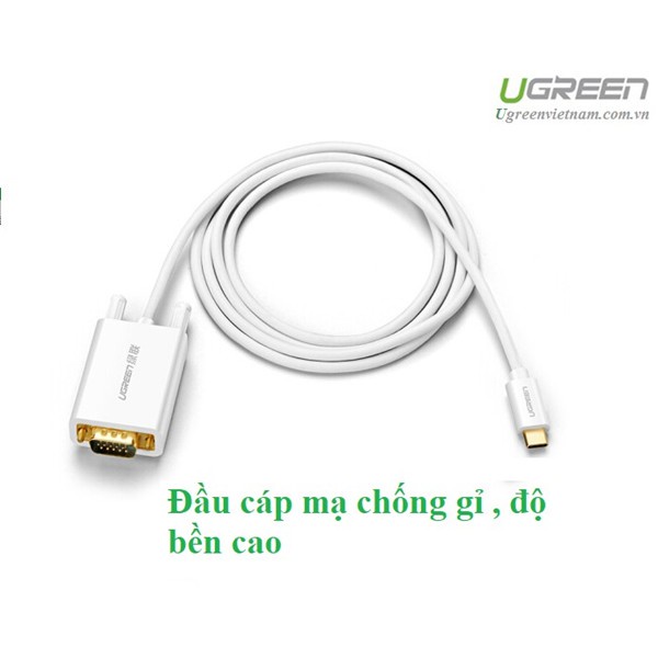 Cáp chuyển đổi USB Type-C to VGA dài 1,5m chính hãng Ugreen 30842 cao cấp