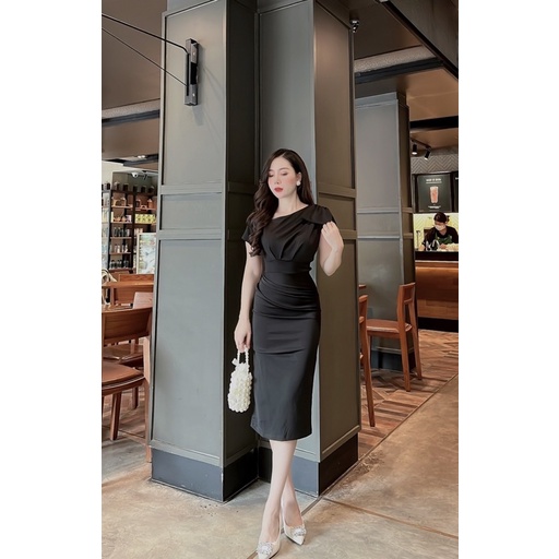 Váy body nữ dáng dài ngắn tay siêu tôn dáng a29,Váy đầm dự tiệc sang trọng công sở thiết kế tay ngắn