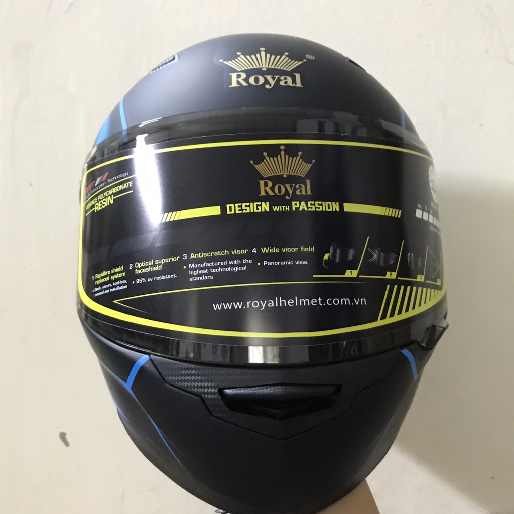 Mũ bảo hiểm Royal M136 V25 tem xanh dương (kính tùy chọn)