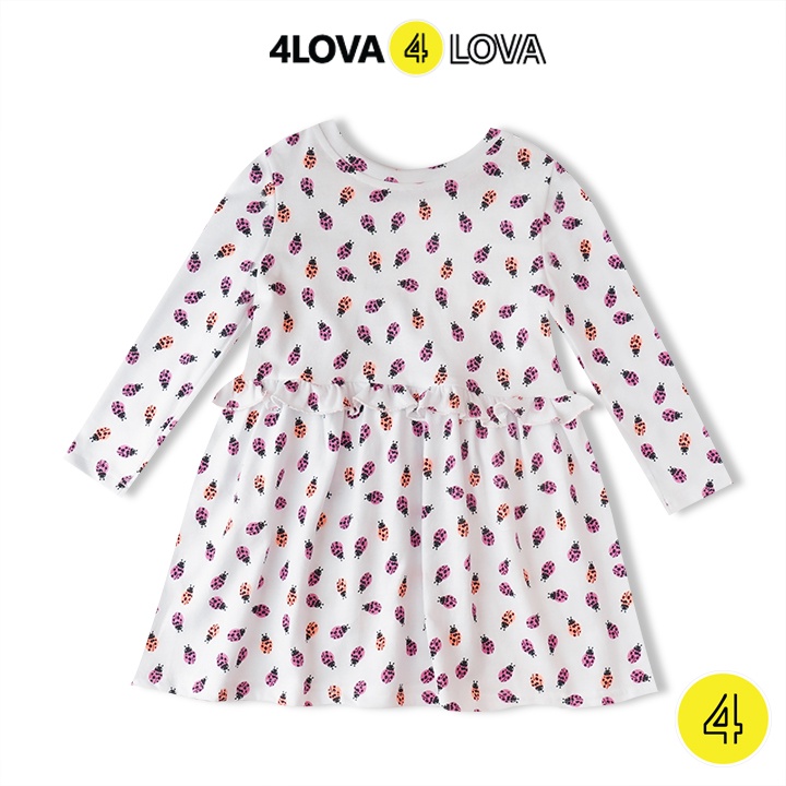 Váy thun dài tay cho bé gái 4LOVA chất cotton từ 1- 8 tuổi