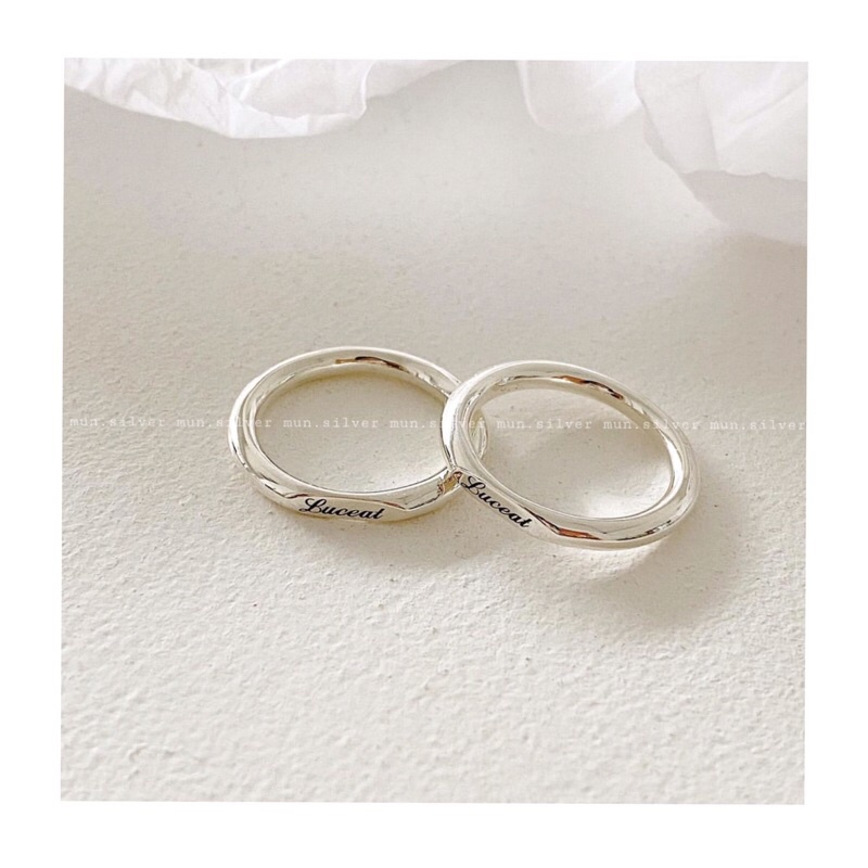 nhẫn đôi bạc ta cắt mặt & hộp nhung