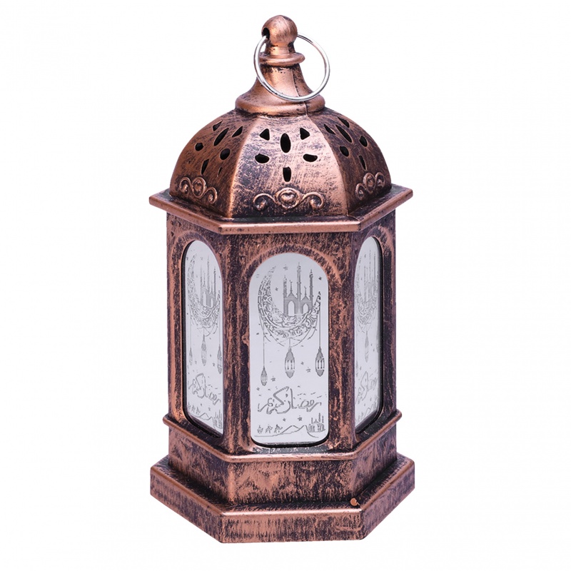 Eid Mubarak Ramadan Đèn LED Vàng Có Tay Cầm Trang Trí Ban Đêm Hình Đèn Lồng Hồi Giáo Ấm Áp Có Tay Cầm