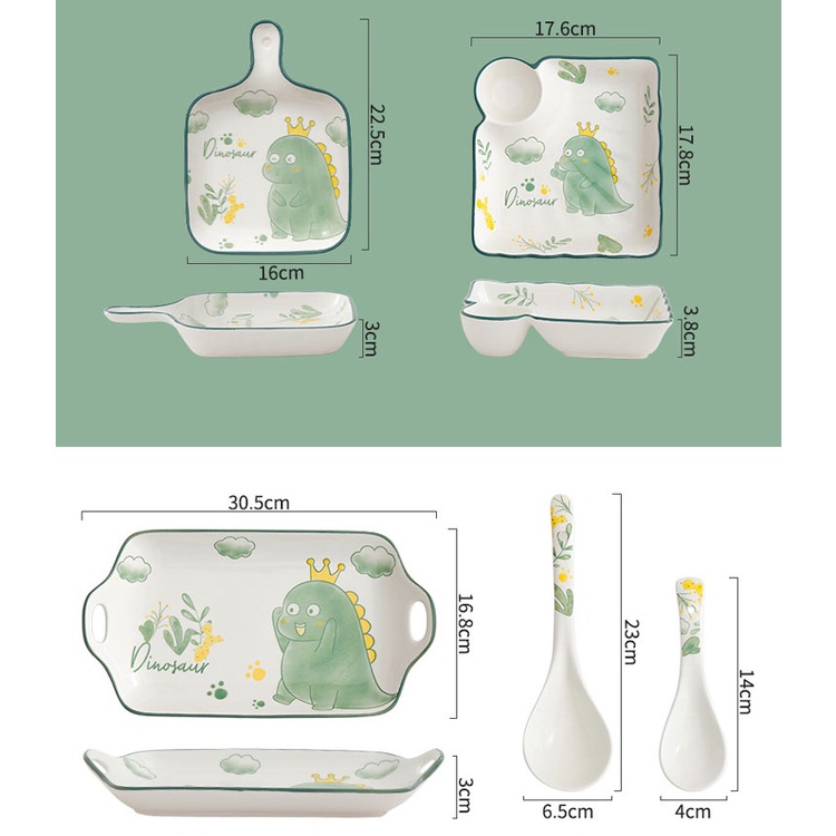 Bộ chén dĩa bát đĩa hình khủng long siêu kute