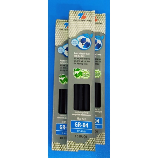 GR04 & GR01 Thiên Long ruột bút Gel thay thế 0.5mm ( Cho bút bi TL-GEL-08, GEL-012, GEL-012/DO, và các bút GEL nắp đậy