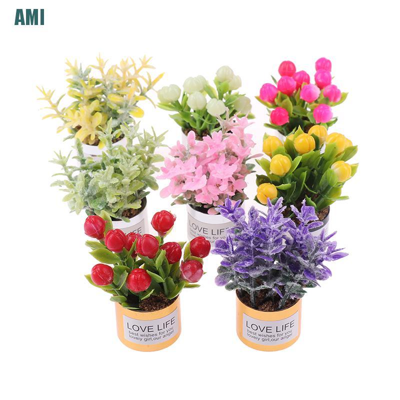 1 Chậu Hoa Oải Hương Trang Trí Nhà Búp Bê Tỉ Lệ 1: 12