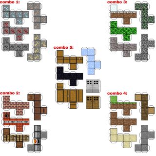 5 Combo Mô hình giấy block(khối) Minecraft