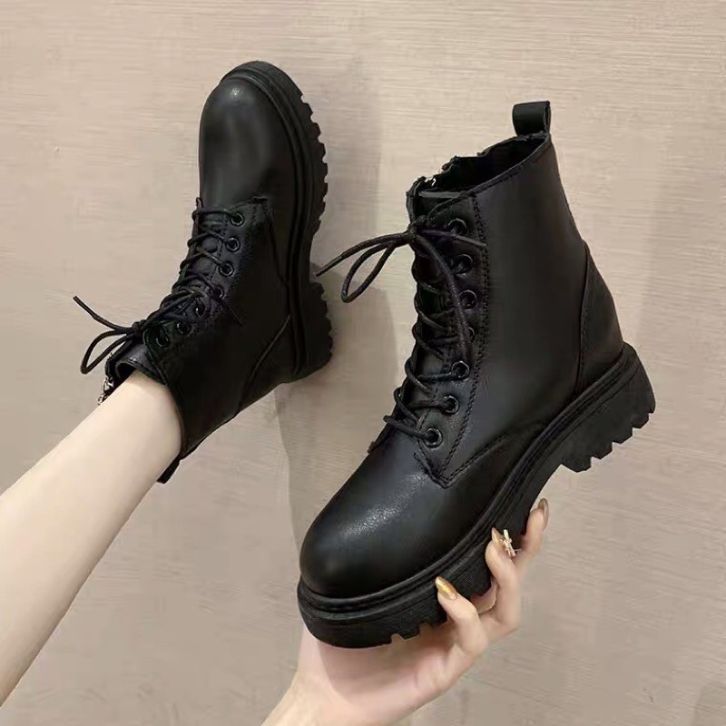 (Sẵn hàng) Boots Martin nữ, bốt buộc dây nữ có hai khoá sườn | BigBuy360 - bigbuy360.vn