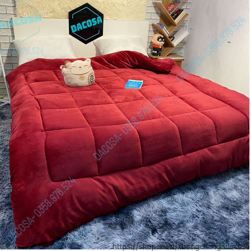 Chăn Lông Nhung Tuyết Muji Màu Đỏ Đô Cao Cấp Năng 3kg