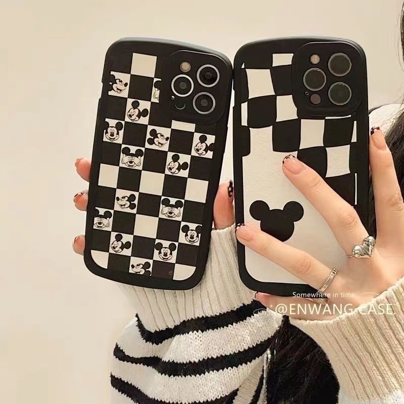 Ốp Điện Thoại Silicon Chống Sốc Họa Tiết Sọc Caro Trắng Đen Cho iPhone 13 Pro Max Apple 12 11xr xs 78p