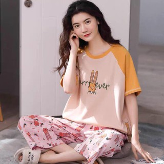 Đồ bộ nữ tilot, đồ bộ nữ in hoạ tiết chất thun thái thấm hút mồ hôi, không xù không bai mã b8