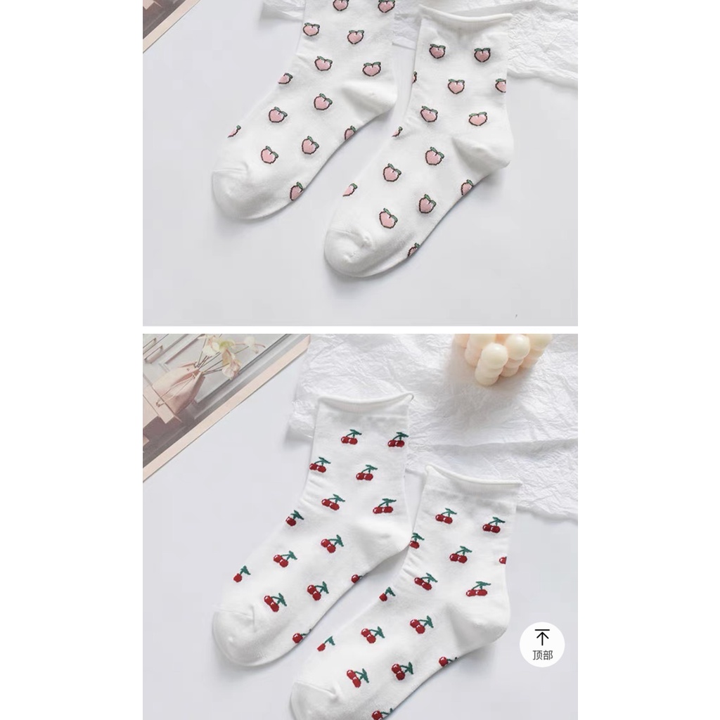Tất Vớ Họa tiết hoa quả High Top Nhiều màu Cực đẹp | Cao Cổ dày dặn cực đẹp