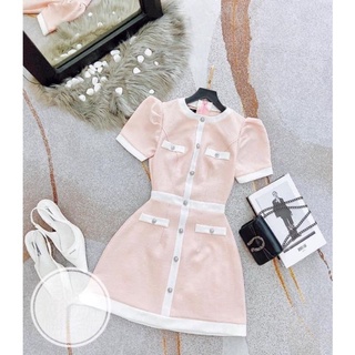 Đầm linen xước form A viền túi