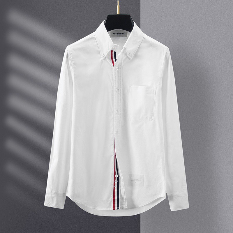 TB THOM Browne Áo sơ mi nam cotton Thường dành cho nữ Áo sơ mi công sở Thiết kế Hàn Quốc mỏng dài tay
