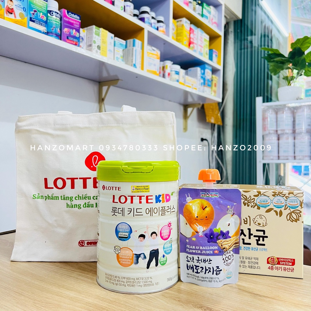 Sữa bột Kid Powes ( Mẫu mơi Lotte kid )( Nhập khẩu Hàn Quốc ) Date 14/9/2023 lon 760g - tặng kèm túi xách