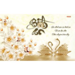 Tranh dán tường 3D phòng khách chữ thư pháp KT 120x80cm